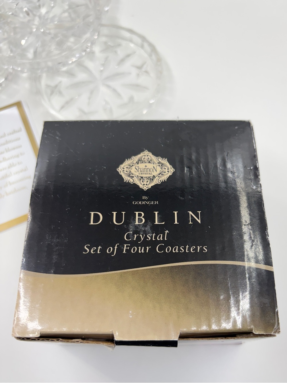 Shannon Dublin Crystal by Godinger 4” Drink Coasters Lead Crystal Set of 4